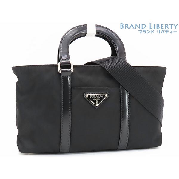 【美品】　PRADA ナイロン　トートバッグ　ハンドバッグ　スクエア　プレート PRADA（プラダ） 超美品 ナイロン 2WAY ミニ トートバッグ