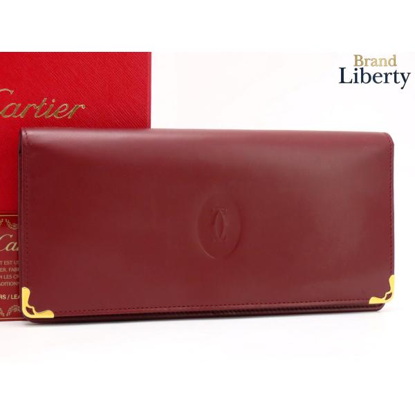 超美品 カルティエ Cartier マストドゥカルティエ インターナショナル ウォレット 二つ折り長財布 ボルドー カーフレザー L3000466 brandliberty_22453