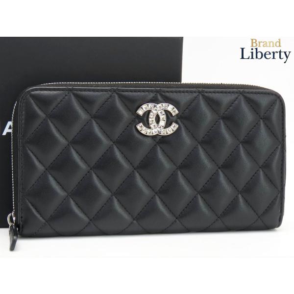 CHANELシャネル⭐️マトラッセ⭐️ラウンドファスナー長財布⭐️ココマーク⭐️ラム‼️ CHANEL（シャネル） 超美品 マトラッセ ココマーク ストラス ラウンド