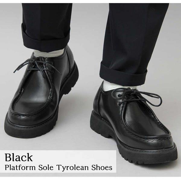 glabella チロリアンシューズ メンズ 厚底 シューズ ブラック 黒 
