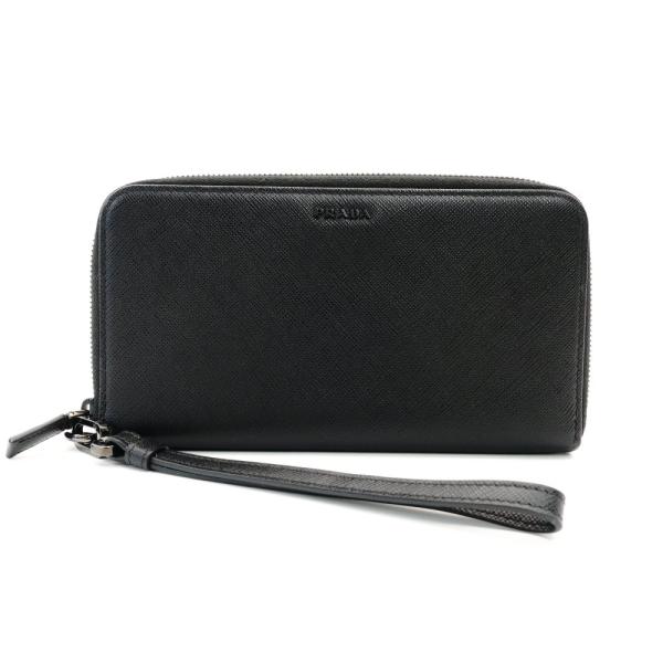 PRADA（プラダ） ラウンドファスナー 長財布 ブラック サフィアーノ