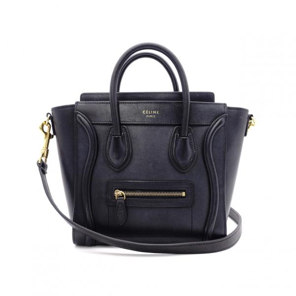 CELINE（セリーヌ） ラゲージ ナノ ハンドバッグ レザー ブラック 2way 