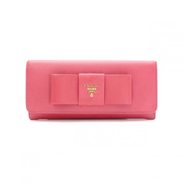 PRADA（プラダ） リボン サフィアーノ 長財布 レザー ピンク リボン