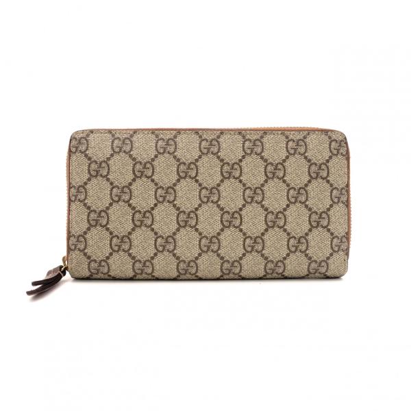 GUCCI（グッチ） GGスプリーム 長財布 PVC レザー ベージュ系 財布 