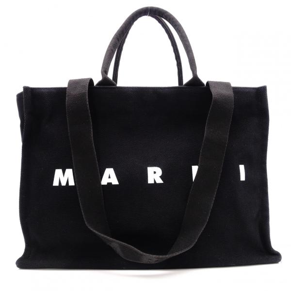 MARNI（マルニ） ロゴプリント トートバッグ キャンバス ブラック 2way