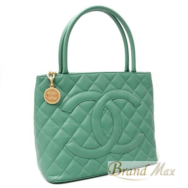 キャビアスキン シャネル 復刻トート ミントグリーン A品 中古  