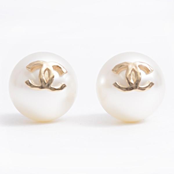シャネル CHANEL A85148 ビッグパールピアス ココマーク 中古 :46230