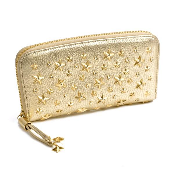 てなグッズや Jimmy ジミーチュウ ゴールド 人気 スタースタッズ 新作 17 レディース Choo 中古 長財布 ラウンドファスナー スタースタッズ カーフ 142filipa Wds 財布