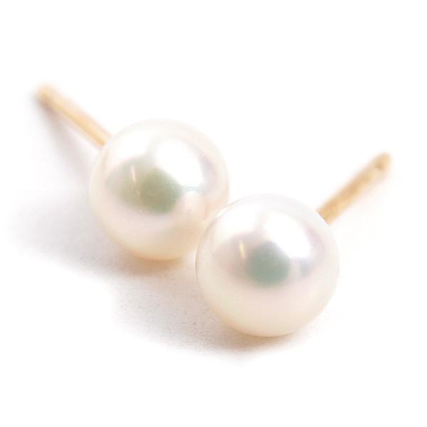 ミキモト MIKIMOTO 1Pパール ピアス 5.5mm〜5.7mm玉 レディース K18