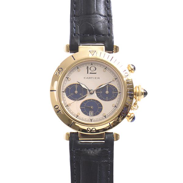 カルティエ 腕時計 メンズ パシャ38 クロノグラフ 電池式 新品ベルト 