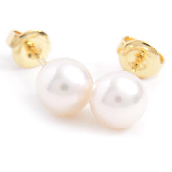 ミキモト ピアス レディース K18 パール 7.7mm イエローゴールド