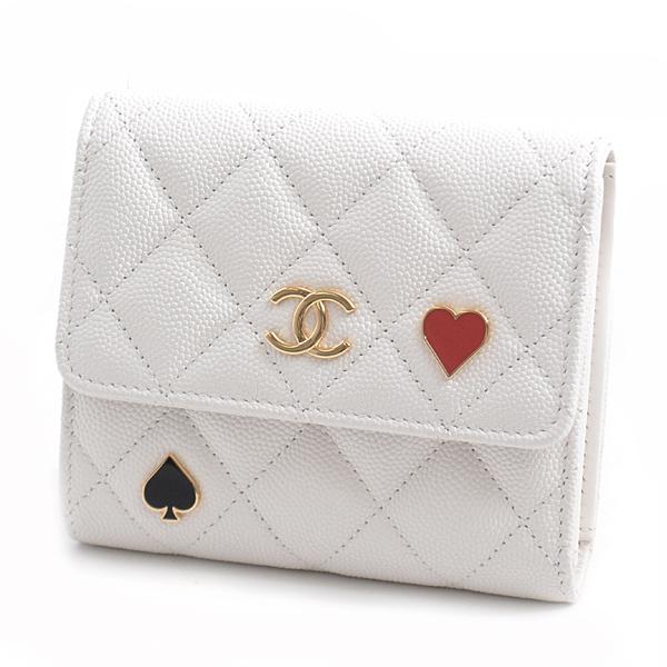 美品☆シャネルスモールウォレット三つ折財布 美品☆シャネルスモールウォレット三つ折財布
