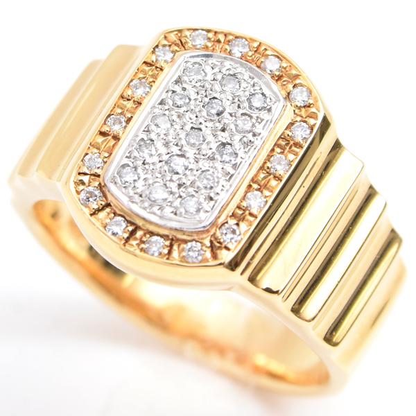 ダイヤモンド 指輪 メンズ スクエアデザイン ダイヤ リング D0.22ct 16