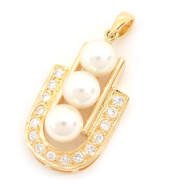 MIKIMOTO ミキモト ペンダント レディース 3Pパール ダイヤ ペンダント 