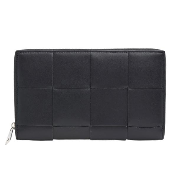 本物 ボッテガ ヴェネタ BOTTEGA VENETA カセット マキシイントレチャート ラウンドファスナー 長財布 レザー グリーン 財布 ウォレット 中古 BOTTEGA VENETA（ボッテガ・ヴェネタ） マキシイントレチャート