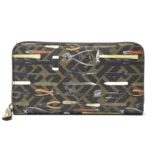 フェンディ  7M0210 ズッカラウンドジップウォレット財布 メンズ FENDI（フェンディ） 財布 メンズ ズッカ ツールデザインプリント 長