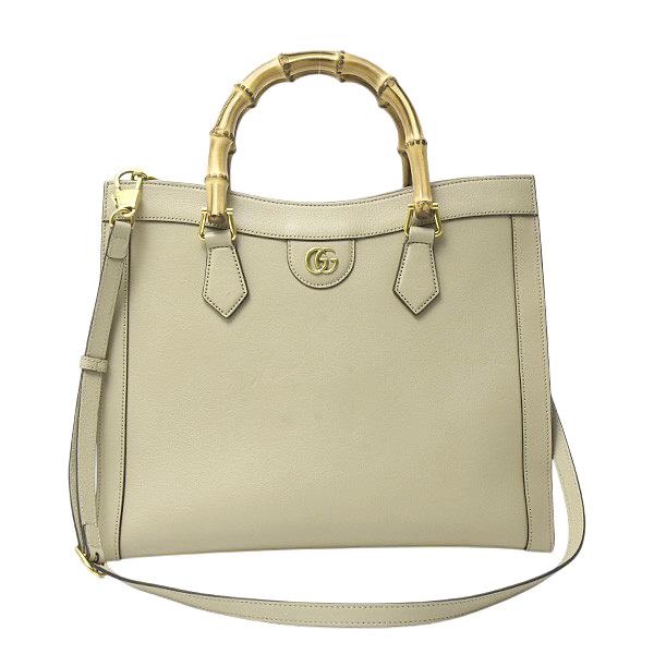GUCCI ベージュ ロゴ入りトートバッグ 大、中古35×35×6 GUCCI（グッチ） バッグ レディース ダイアナ 2WAYトートバッグ