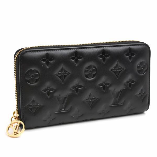 極美品 現行 箱袋付属 ルイヴィトン クッサン ジッピーウォレット 長財布 黒 LOUIS VUITTON（ルイ・ヴィトン） 財布 レディース クッサン ジッピー