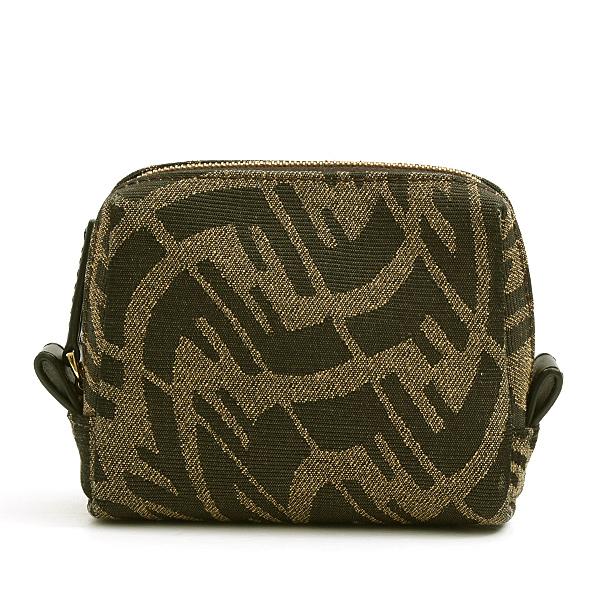 フェンディ バッグ レディース FFヴァーティゴ コスメポーチ 化粧ポーチ キャンバス ブラウン FENDI 8N0179 中古