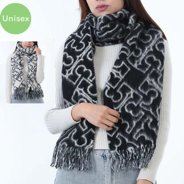 【TORY BURCH 】ロゴ入り　ウール100%マフラー　（未使用品） TORY BURCH 】ロゴ入り ウール100%マフラー （未使用品） TORY BURCH