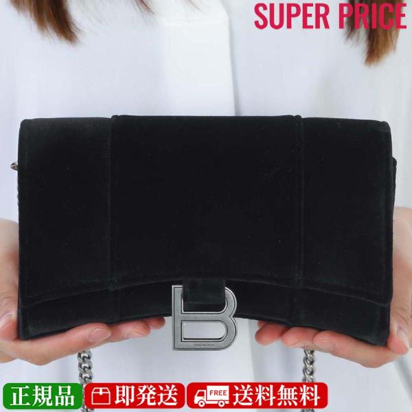 BALENCIAGA 656050 2AAPT 1000 HOURGLASS ショルダーウォレット BALENCIAGA 全品5%OFFクーポン☆13日まで☆ バレンシアガ 656050