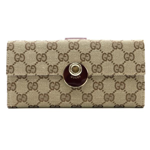 GUCCI グッチ Wホック長財布 ベージュ系 レッド系 ベージュ GUCCI グッチ Wホック長財布 ベージュ系 レッド系 ベージュ