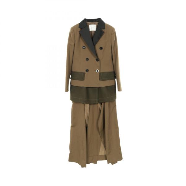 sacai ウールコート 異素材 ドッキング チェック カットオフ sacai ウールコート 異素材 ドッキング チェック カットオフ sacai