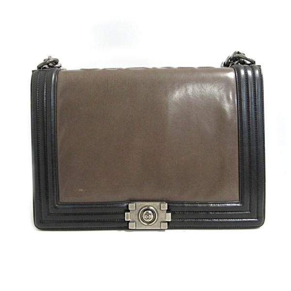 シャネル ブラック ボーイシャネル 牛革 ファッション チェーンショルダーバッグ チャコール ブラック ヴィンテージシルバー金具 牛革 カーフ レザー 中古 ブランドオフ 店