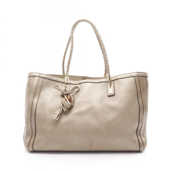 GUCCI（グッチ） ベラ バンブー ブランドオフ レザー トートバッグ