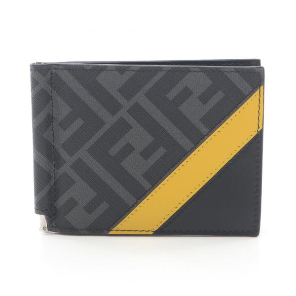 未使用✨FENDI ズッカ　レザー　マネークリップ　カードケース FENDI（フェンディ） カードケース グレーファブリック マネークリップ