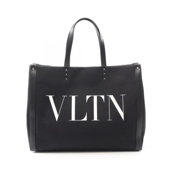 美品■ヴァレンティノ　トートバッグ　VLTN　ロックスタッズ　キャンバス　レザー ヴァレンチノ VLTN ロックスタッズ ブランドオフ Valentino キャンバス
