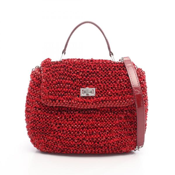 アンテプリマ ANTEPRIMA ワイヤーバッグ ハンドバッグ バッグ PVCコーティングキャンバス パテントレザー ファブリック レディース レッド系 【中古】 ANTEPRIMA（アンテプリマ） ワイヤーバッグ ブランドオフ ANTEPRIMA