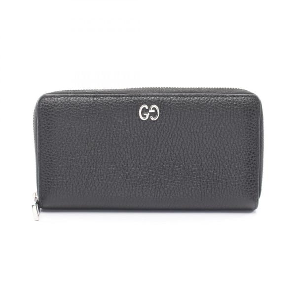 美品 GUCCI ブラック 長財布 GUCCI（グッチ） GGメタル ブランドオフ レザー ラウンド長財布 レザー