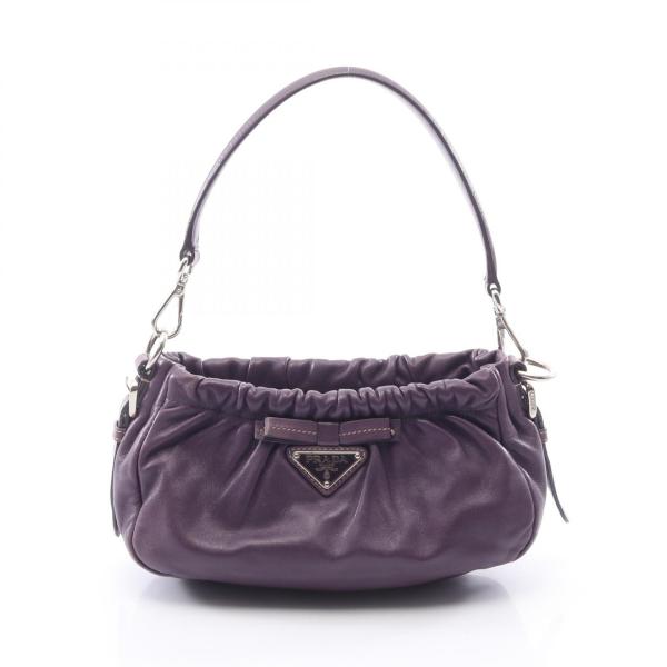 【美品】PRADA トートバッグ ブラック ロゴジャガード リボン 三角ロゴ PRADA（プラダ） 三角プレート リボン ブランドオフ レザー ショルダー