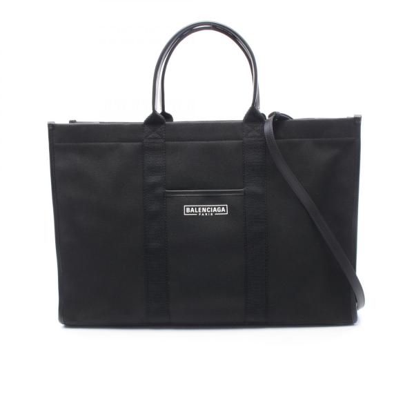 希少色　バレンシアガ トートバッグ キャンバス アイボリー ブラック ロゴ入り BALENCIAGA（バレンシアガ） ハードウェア ラージ 2WAY ブランドオフ