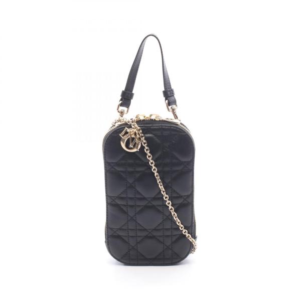 Lady Dior フォンホルダー カナージュ パテント 黒 ディオール LADY DIOR レディディオール フォンホルダー カナージュ