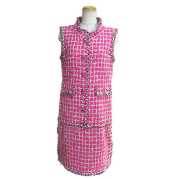 シャネル ワンピース ピンクｘホワイトｘブラック コットン71 ｘナイロン10 ｘウール10 ｘアクリル9 Pv356 ランクa ブランドオフ Yahoo 店 通販 Yahoo ショッピング