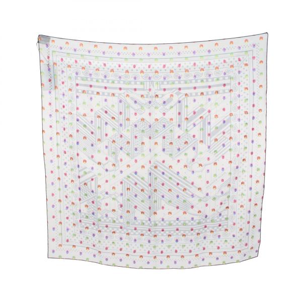 HERMES スカーフ　カレ60 ジグザグのサングル　レインボードット　モスリン HERMES（エルメス） カレ60 モスリン SANGLES EN ZIGZAG BANDANA
