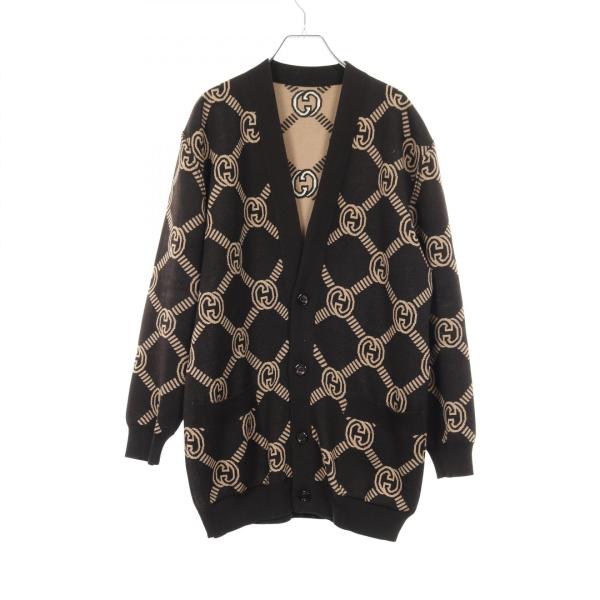 良品 GUCCI グッチ インターロッキング GG柄 リバーシブル ショートスリーブ ニット セーター 678310 サイズM ベージュ ブラック レディース 古着 中古 USED 良品 GUCCI グッチ インターロッキング GG柄 リバーシブル ショート