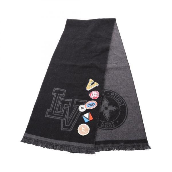 ルイ・ヴィトン LOUIS VUITTON エシャルプ カレッジ LVリーグ マフラー 衣料品 ウール メンズ ブラック系 M70621 【中古】 LOUIS VUITTON（ルイ・ヴィトン） エシャルプ カレッジ LVリーグ