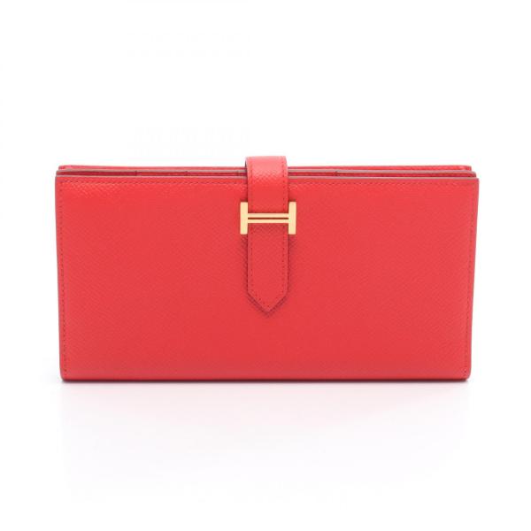 エルメス HERMES ベアンスフレ 二つ折り長財布 財布 レザー カーフ（牛革） ヴォーエプソン ヴォーエプソン レディース レッド系 【中古】 HERMES（エルメス） ベアンスフレ ブランドオフ レザー 二つ折り長財布