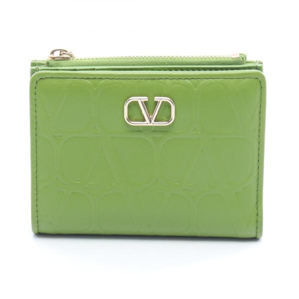 ヴァレンチノ Valentino トワル イコノグラフ 二つ折り財布 財布 レザー レディース グリーン系 【中古】 ヴァレンチノ トワル イコノグラフ ブランドオフ Valentino レザー 二