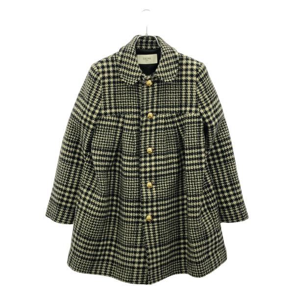 セリーヌ CELINE シックスティーン コート ブラック アイボリー 2M93C391Z 衣料品 アウター ウール レディース ブラック系 【中古】 CELINE（セリーヌ） シックスティーン コート ブラック アイボリー