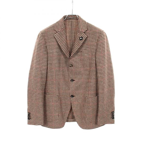未使用級 LARDINI　テーラードジャケット アンコン 千鳥柄 ブートニエール LARDINI（ラルディーニ） 千鳥格子柄 ブランドオフ ウール テーラード
