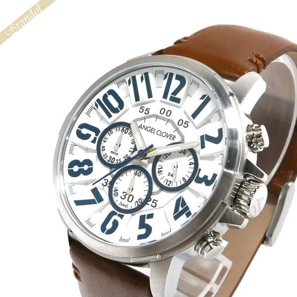 エンジェルクローバー Angel Clover メンズ腕時計 Bump バンプ クロノグラフ 44mm ホワイト ブラウン Bu44swh Br Ac Bu44swh Br Brandol Style 通販 Yahoo ショッピング
