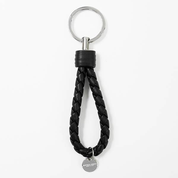 Bottega Veneta ブラックレザーストラップ BOTTEGA VENETA（ボッテガ・ヴェネタ） キーリング ラムレザー