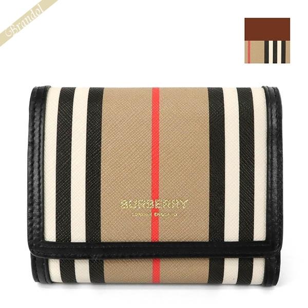 BURBERRY バーバリー 三つ折り財布 レディース アイコンストライプ