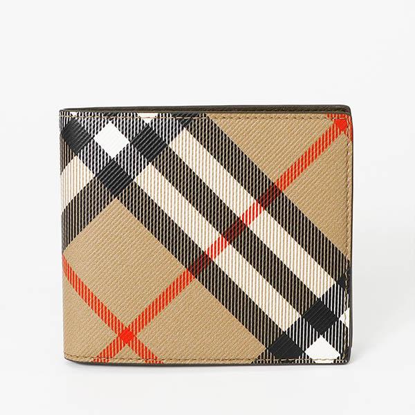 バーバリー 二つ折り財布 コンパクトウォレット ベージュ系×ブラック系 バーバリー 二つ折り財布 コンパクトウォレット ベージュ系