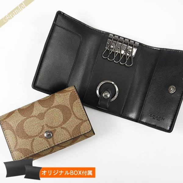 コーチ COACH キーケース メンズ レディース シグネチャー ベージュ ブラック F78675 ...