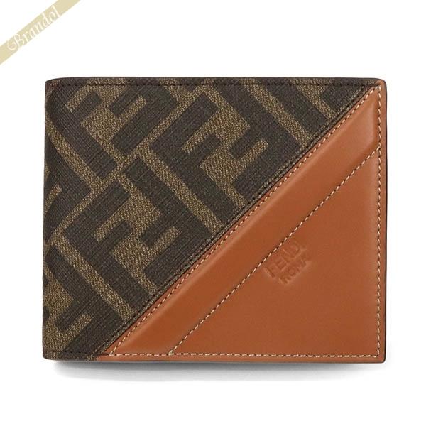FENDI 《最大18%還元》フェンディ 二つ折り財布 メンズ ズッカ柄 